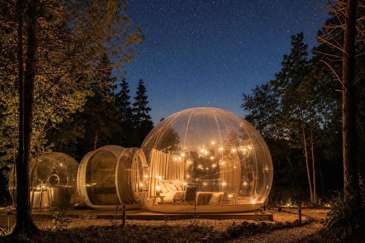 Nuit en bulle transparente : l'escapade étoilée de Camille